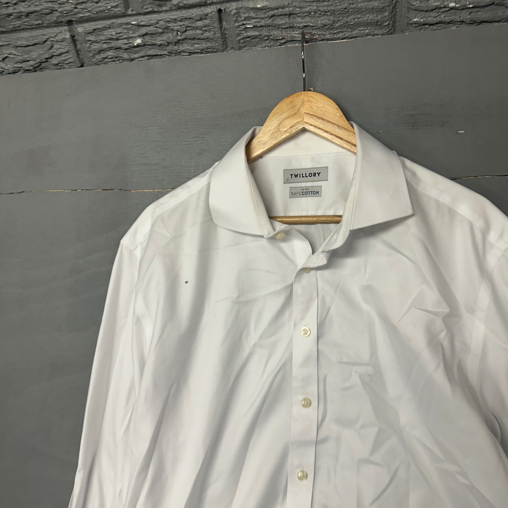 Twillory Men's White Spread-Collar Dress Shirt